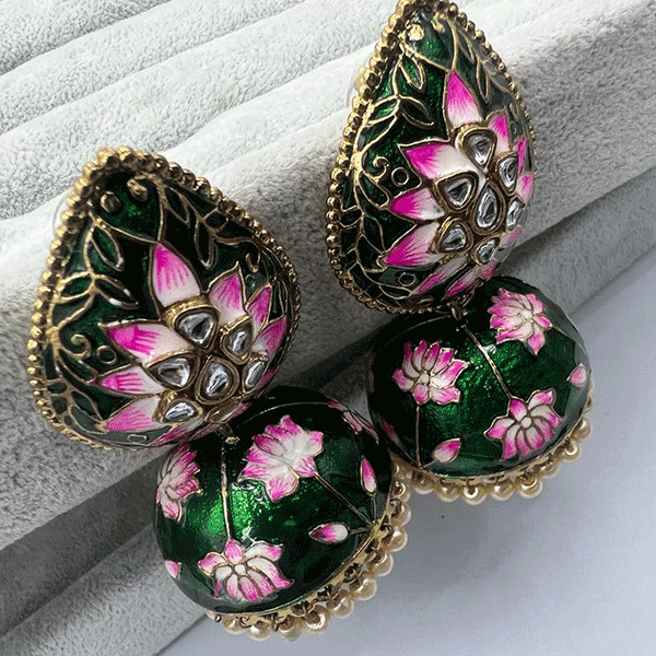 micro collection with meenakari jumkha (512579)