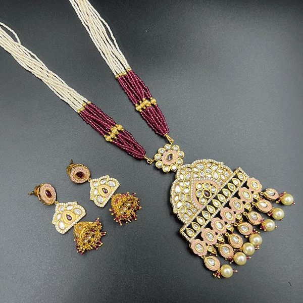 Kundan collection long necklace set (513615)