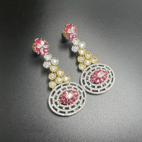 AD collection earrings with rubi color (510236)