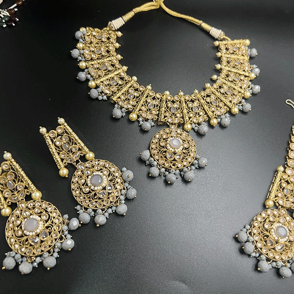 micro necklace set with mang tika (514623)