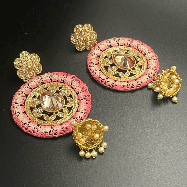 micro earrings with pink colour (517622)