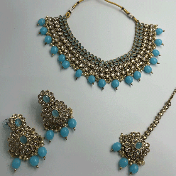 micro necklace set with mang tika (524471)