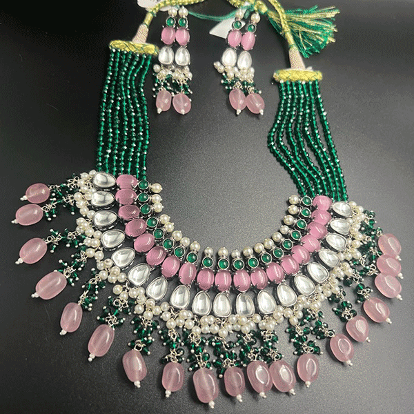 Kundan necklace set with pearl (528554)