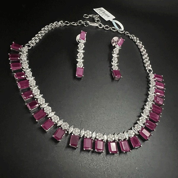 AD collection necklace set with rubi (534599)