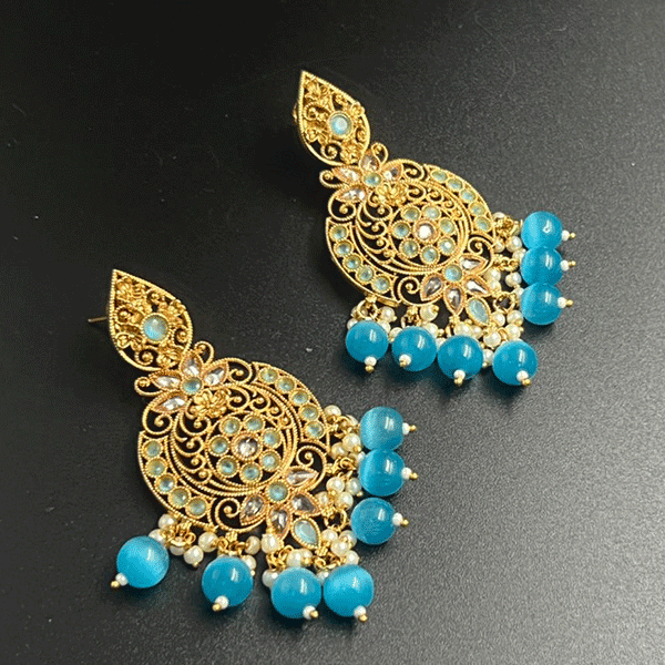 micro earrings with blue stone work (536074)