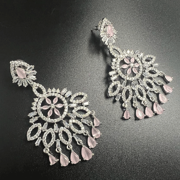 AD collection earrings with pink stone (539738)