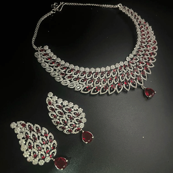 AD necklace set with red stone (539821)