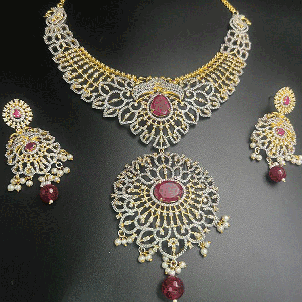 AD necklace set with rubi stone work (539834)