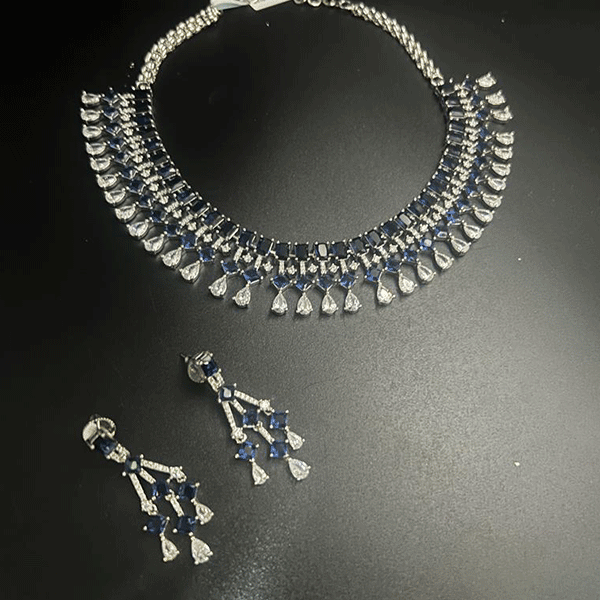 AD necklace set with blue stone (541302)