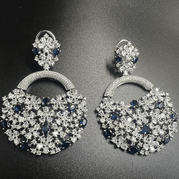 AD collection earrings with blue stone (541401)