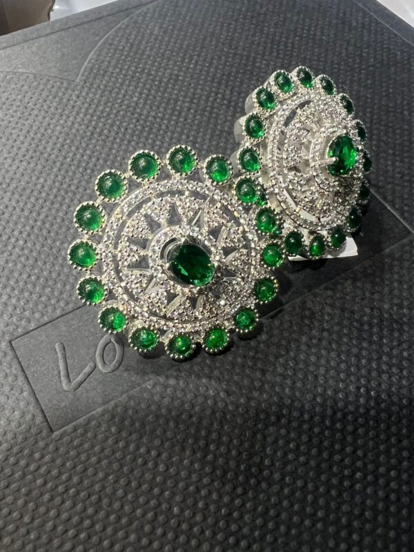 AD earrings with green stone (553702)